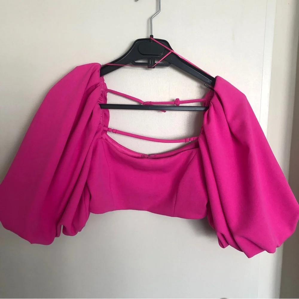 Zara Fuchsia top with ballon sleeves - Size S - Picture 8 of 9